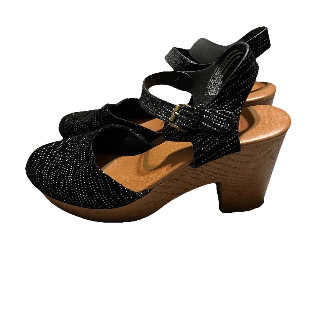 Universal Thread Womens Size 11 Marcia Clogged Heel Jet Black Sparkle Clogs
